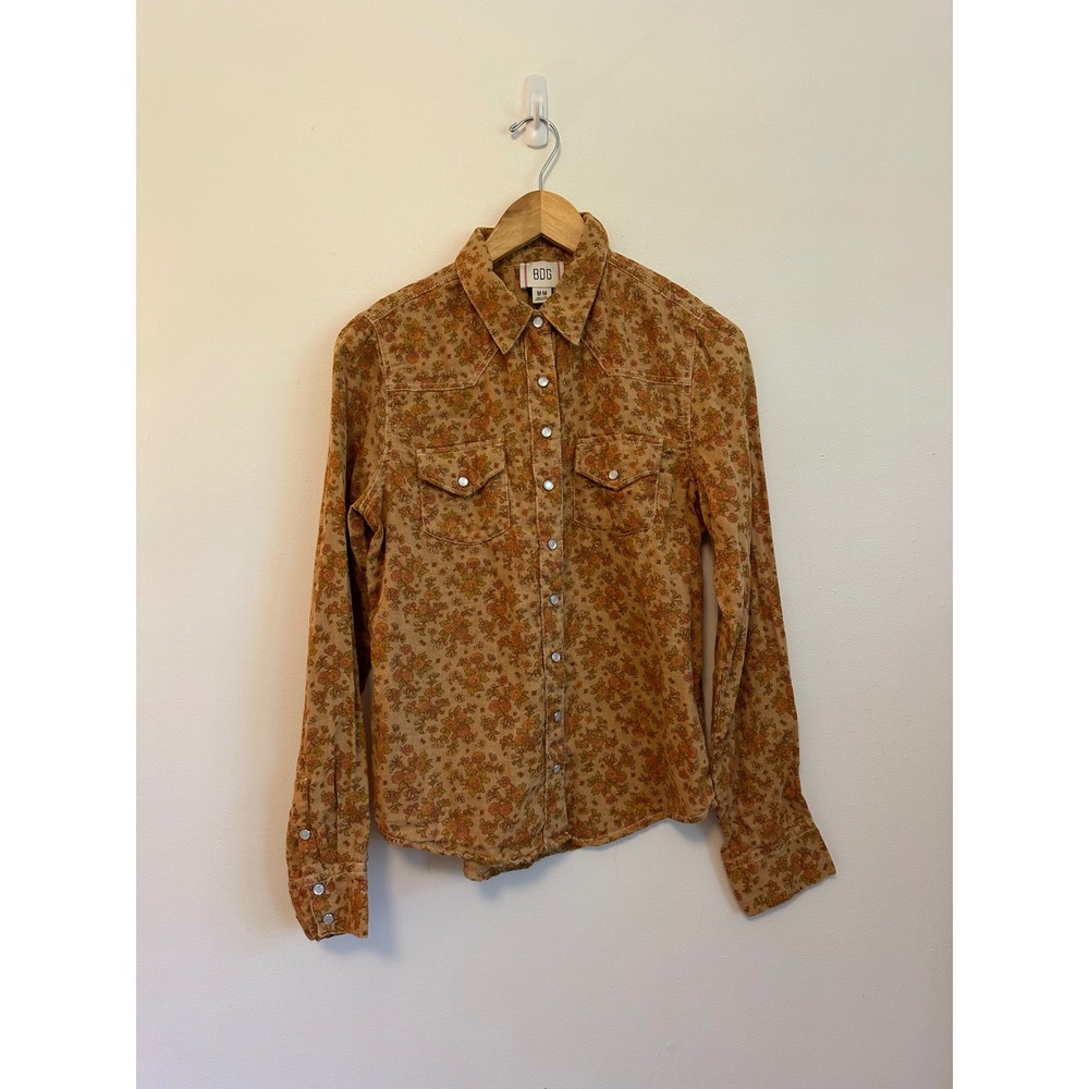 BDG Urban Outfitters Floral Western Snap Front Cotton Shirt | Size Medium
